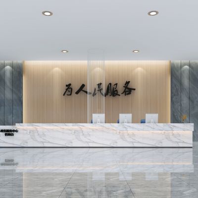 现代大厅前台3D模型