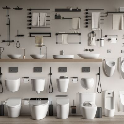 马桶 坐便器 毛巾架 洁具3D模型