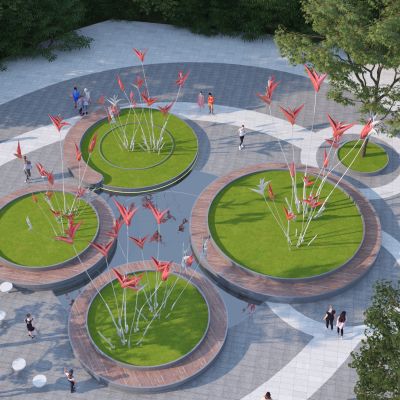 现代花瓣主题雕塑3D模型