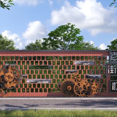 现代齿轮主题文化墙 老街记忆文化墙