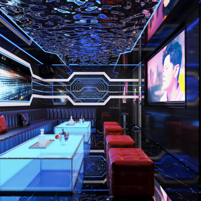 现代KTV大厅包厢过道