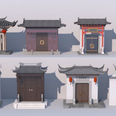 中式庭院门 入户门 古建筑门头3D模型