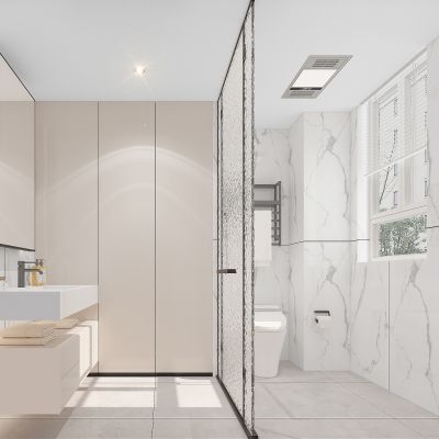 现代风格卫生间，现代极简卫生间，干湿分离卫生间，卫浴用品