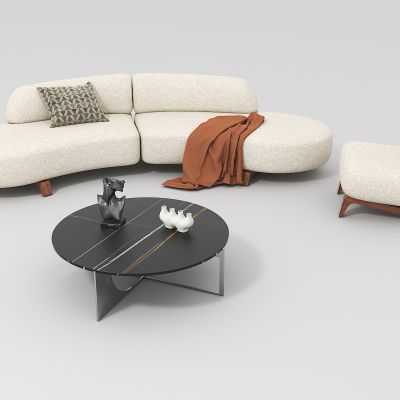 现代奶油风沙发茶几组合
