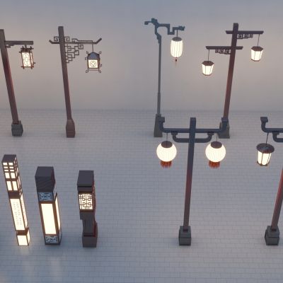 中式庭院灯组合3D模型