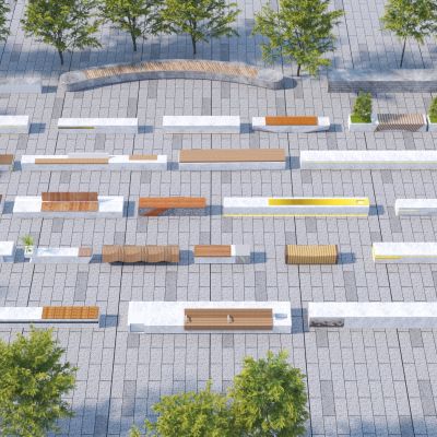 现代景观座椅 广场座椅3D模型