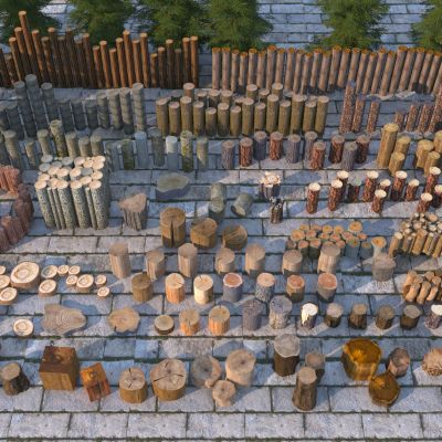 新中式木桩3D模型