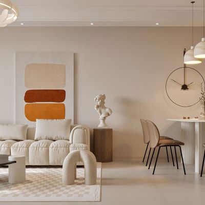 现代奶油风家居客厅