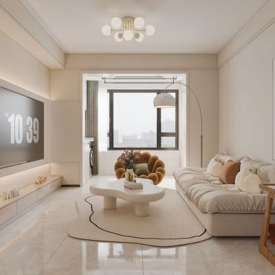 现代奶油风客餐厅