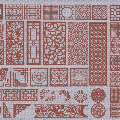 中式雕花 隔断3D模型