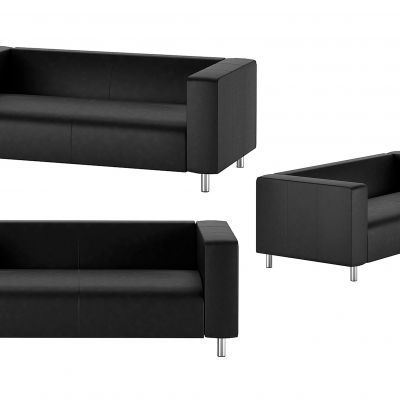 现代简约黑色皮革沙发