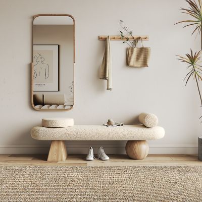 现代奶油风沙发凳