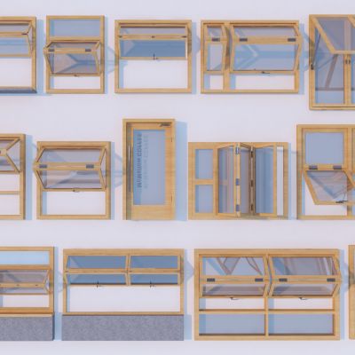 现代折叠窗3D模型