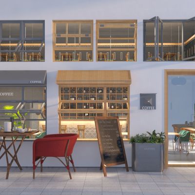 现代折叠窗 上下折叠窗 户外桌椅