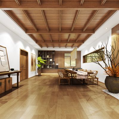 侘寂风茶室,新中式茶室,原木风茶室,植物,摆件,家具,挂画