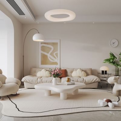 奶油风客厅 餐厅