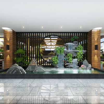 屋顶花园，阳光房，室内景观，茶室，绿植，家具，水景