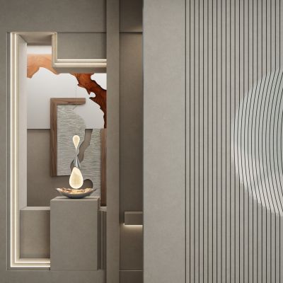 诧寂风斯卡帕叠级造型格栅玄关