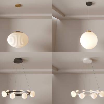 现代简约灯  奶油风吊灯 客厅灯 卧室灯 北欧书房灯组合