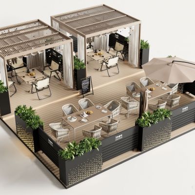 现代户外商业外摆区