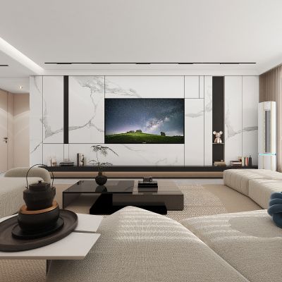 现代风格电视背景墙，极简电视背景墙，现代极简客厅电视墙，电视造型墙