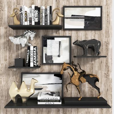 现代书架摆件组合