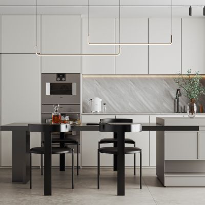 现代餐厅，现代餐桌，橱柜