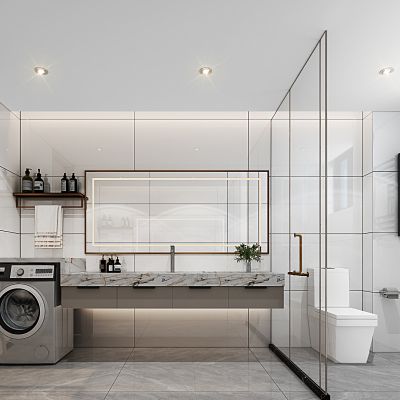 	 现代风格卫生间，现代极简卫生间，干湿分离卫生间，卫浴用品