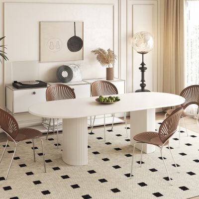  法式奶油风餐桌椅组合