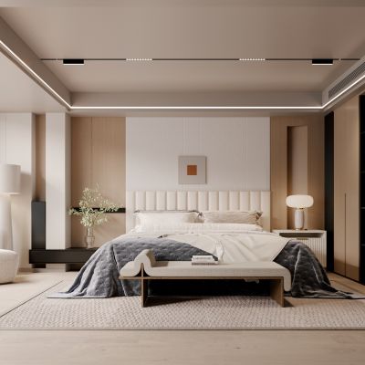 侘寂，中古，卧室，床品，床背景