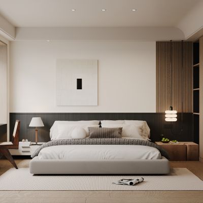 中古，侘寂，卧室，书桌椅，床品