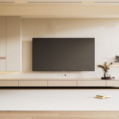 现代奶油风电视背景