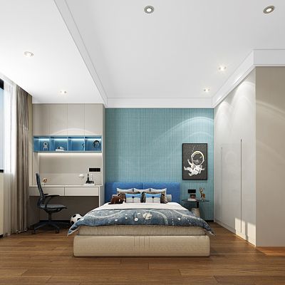 现代风格儿童房，儿童房，卧室软装，卧室家具