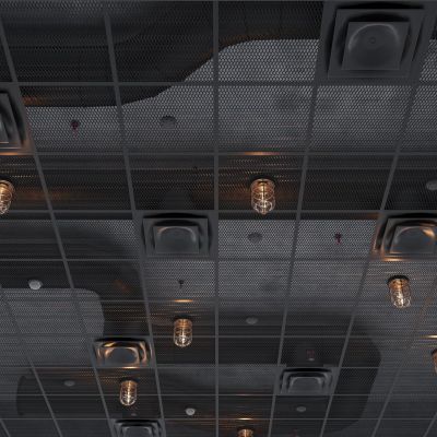 现代吊顶 工业LOFT吊顶 通风管道 现代管道 空调风口 吊顶空调