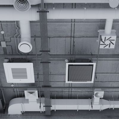 现代吊顶 工业LOFT吊顶 通风管道 现代管道 空调风口 吊顶空调