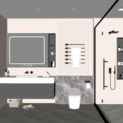 现代家装卫生间 极简卫生间 简约卫生间 浴室 淋浴房 家居卫生间