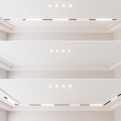 现代无主灯吊顶 双眼皮吊顶 磁吸灯