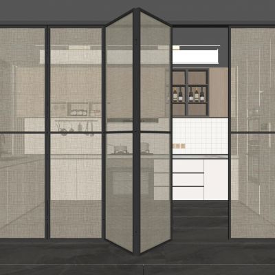 现代夹丝玻璃门