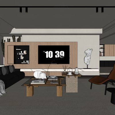 侘寂，中古，客厅，沙发组合，电视机墙