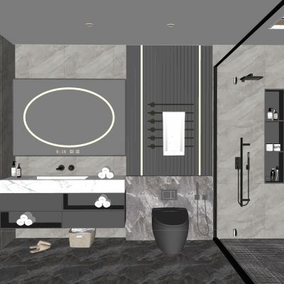 现代家装卫生间 极简卫生间 简约卫生间 浴室 淋浴房 家居卫生间