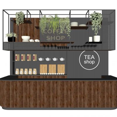 现代咖啡厅收银台 咖啡吧台 奶茶店