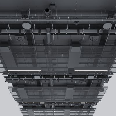 现代吊顶 工业LOFT吊顶 通风管道 现代管道 空调风口 吊顶空调