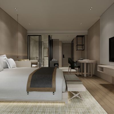 现代酒店客房 单间 大床房