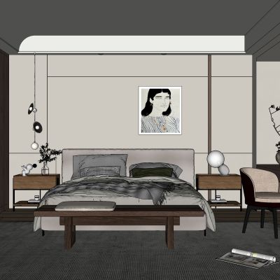 中古，侘寂，卧室，书桌椅