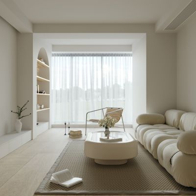 现代侘寂奶油风客厅