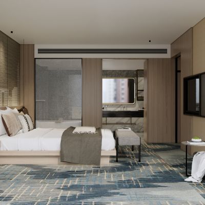 现代酒店客房 单间 大床房 卧室