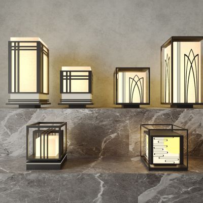 现代户外景观灯 草坪灯 庭院灯3d模型组合