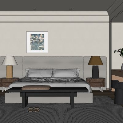 侘寂，中古，卧室，床品，书桌椅，衣柜