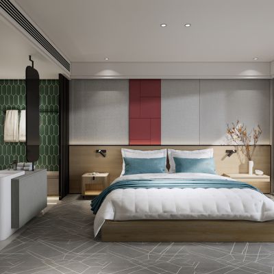 现代酒店客房 单间 双人间 大床房