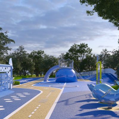 现代海洋主题儿童游乐区 滑滑梯器械